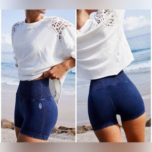NWOT Free People FP Movement Good Karma Running Shorts - vintage navy - L/XL